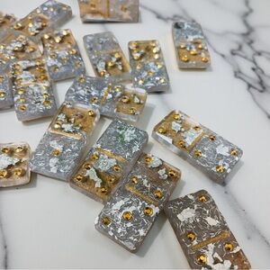 Dominoes Clear Decorative with Gold Rhinestone Accents set/28